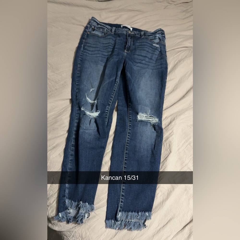 KanCan Women's Blue Distressed Jeans